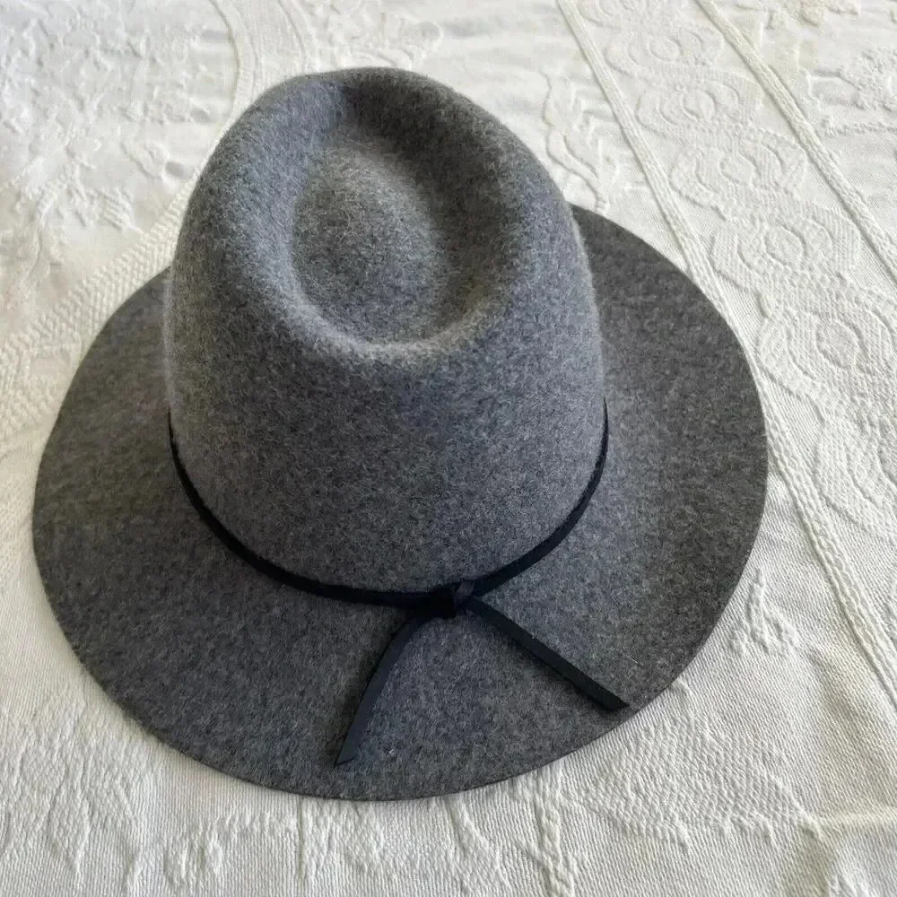 Brixton Wesley Fedora Hat Size Small 7 Gray Wool & Leather Timeless Classic